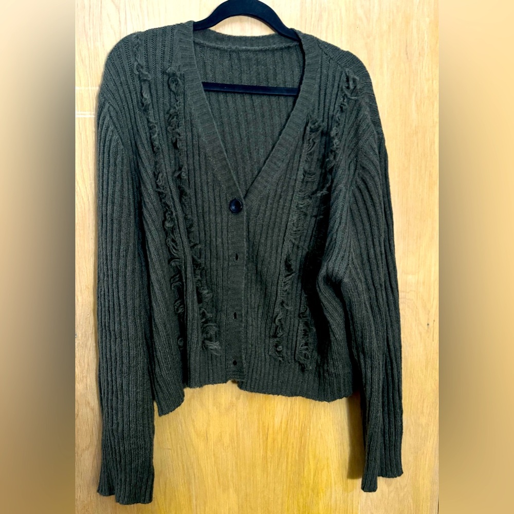 V-neck Solid Knitted Button Cardigan Curve & Plus
